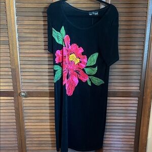 Vintage travelers Dress with Pink Floral design above the knee